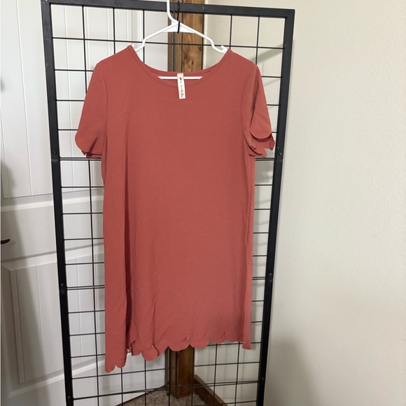 Vanilla Bay Terracotta Scalloped Mini Dress - Picture 1 of 3